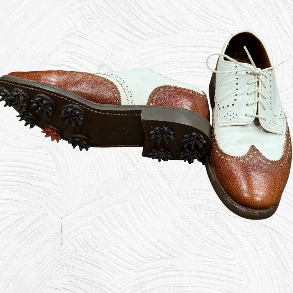 Vintage Crockett & Jones Barney's Mens Golf Shoe 9.5D Brown White Wingtip Oxford